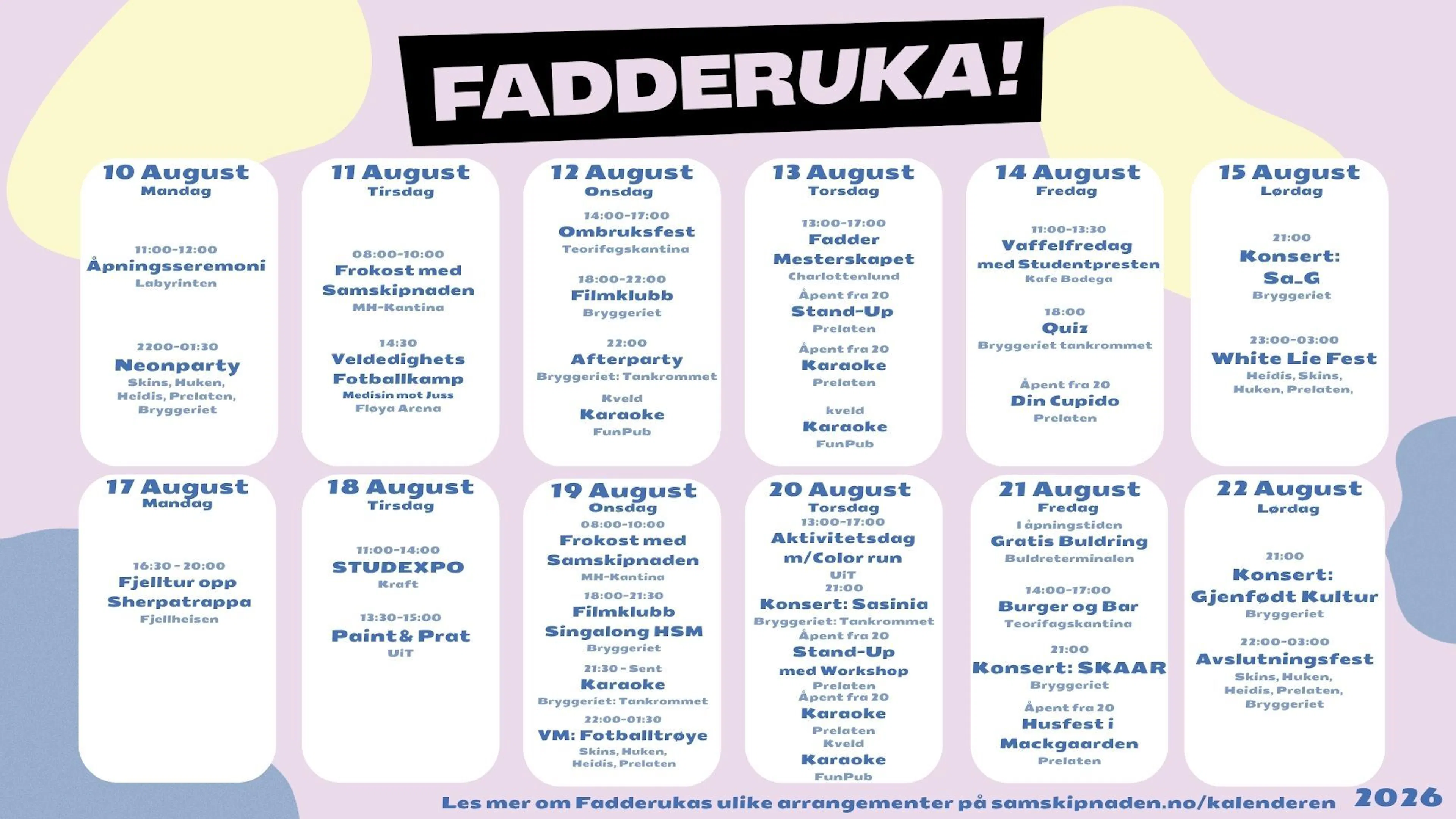 Ukeplan Fadderuka 2026 2